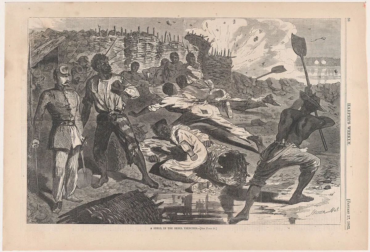 A Shell in Rebel Trenches (from "Harper's Weekly," Vol. VII) — Harper & Brothers|Winslow Homer|Harper's Weekly