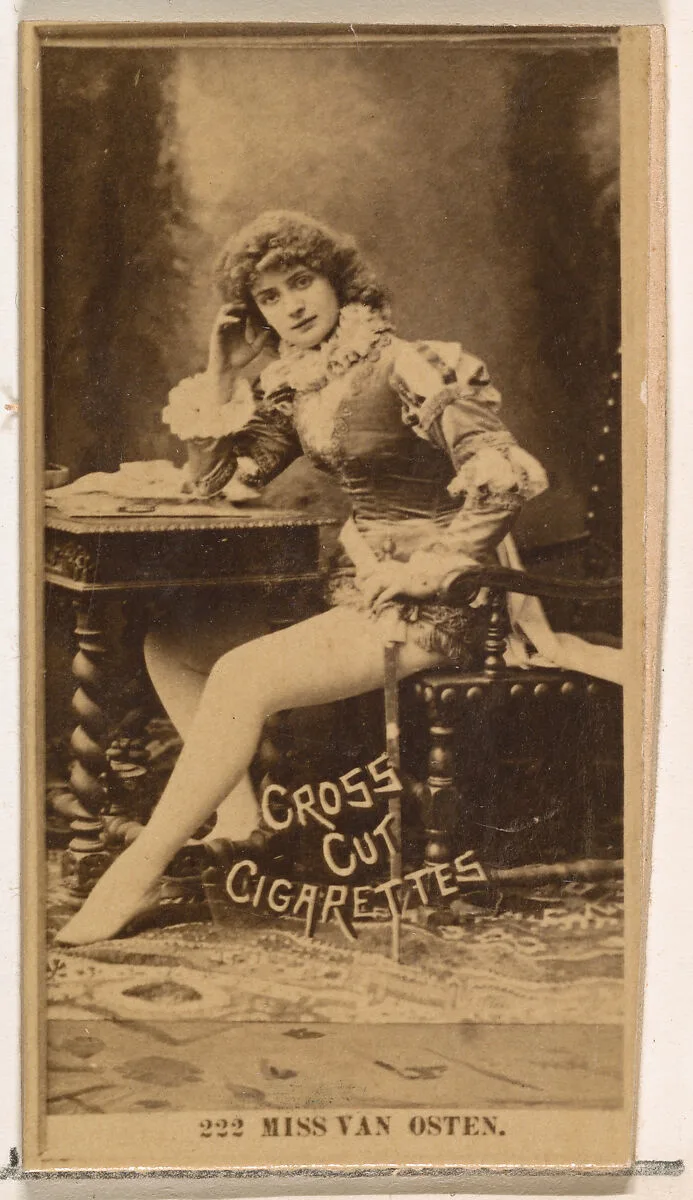 Card Number 222, Miss Van Osten, from the Actors and Actresses series (N145-2) issued by Duke Sons & Co. to promote Cross Cut Cigarettes — W. Duke, Sons & Co.