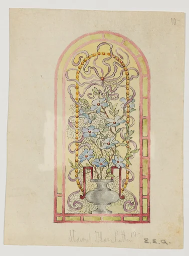 Stained Glass Design with Flowering Vase