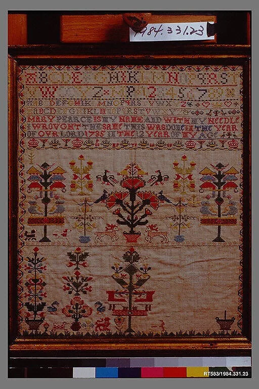 Embroidered sampler — Mary Pearce