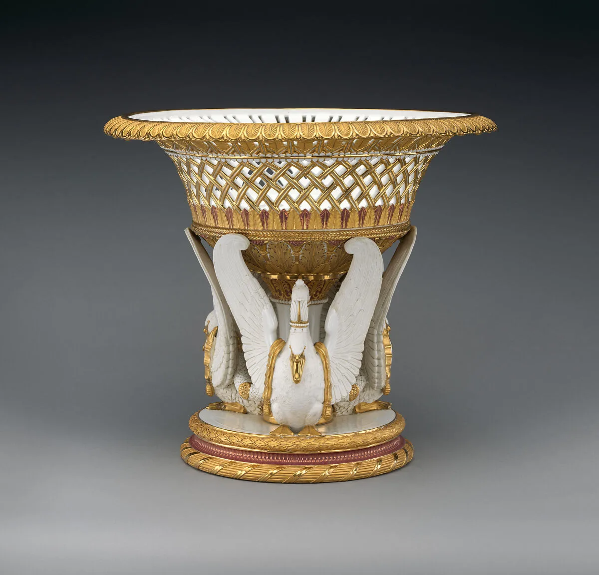 Fruit or flower basket (corbeille aux cygnes) — Pierre-Louis Micaud|Sèvres Manufactory|Louis Martin Berthault