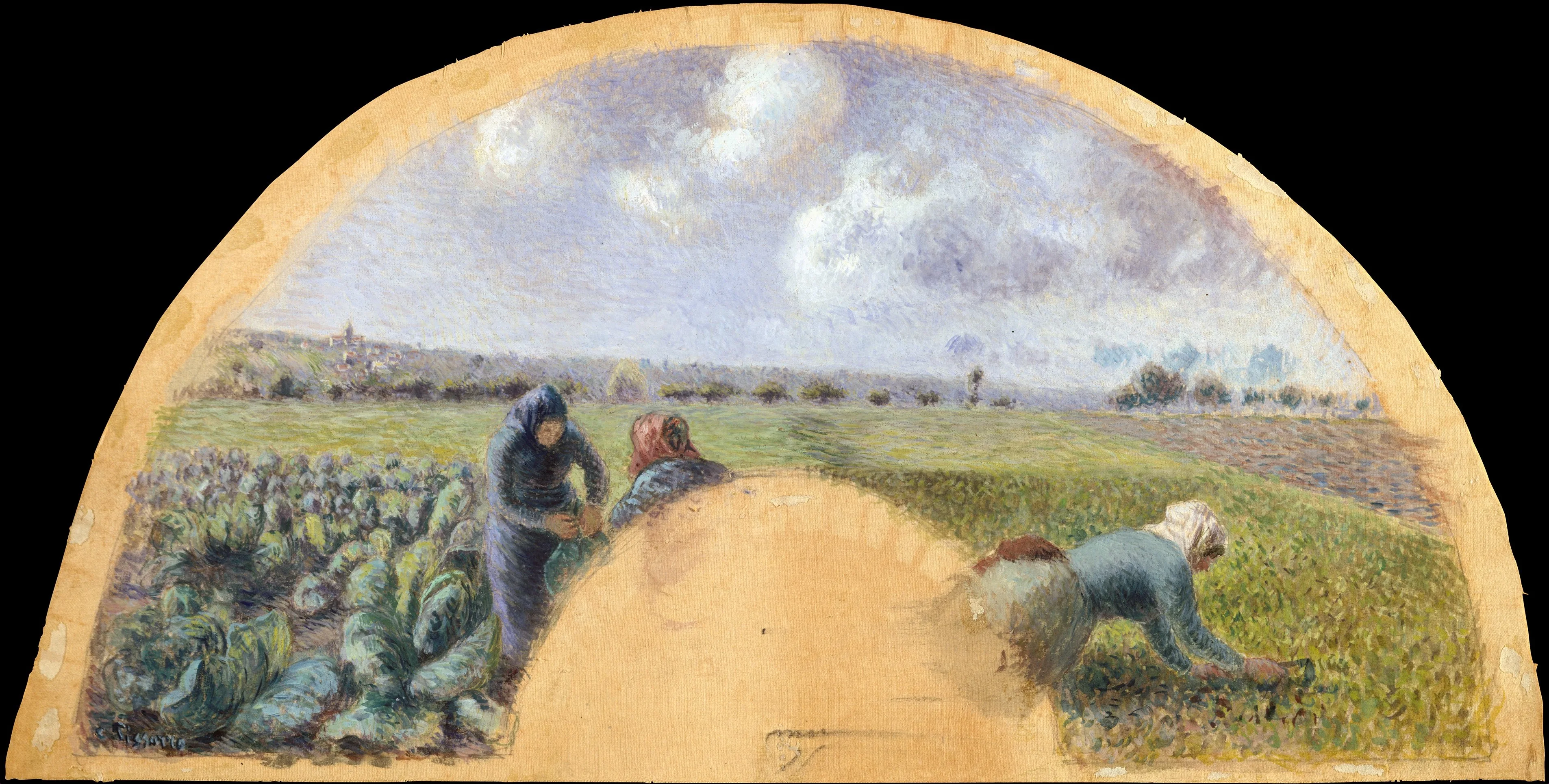 Fan Mount: The Cabbage Gatherers — Camille Pissarro