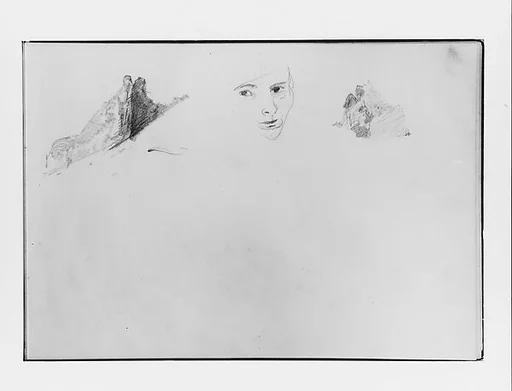 Two Landscape Studies, Face (from Switzerland 1870 Sketchbook)