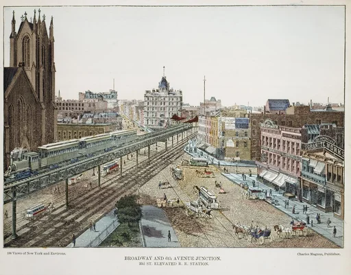 Broadway and 6th Avenue Junction. 33rd St. Elevated R.R. Station