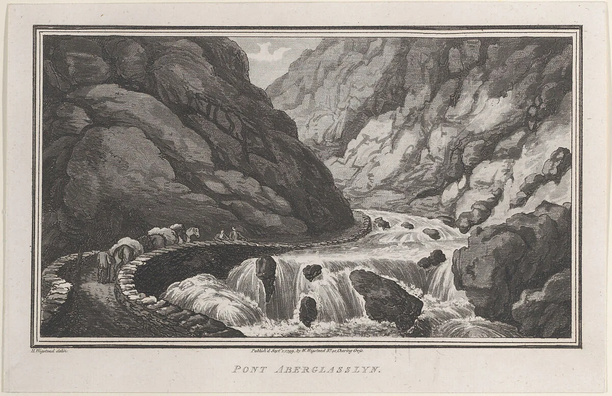 Pont Aberglasslyn, from "Remarks on a Tour to North and South Wales, in the year 1797" — Henry Wigstead|Thomas Rowlandson|W. Wigstead|John Hill