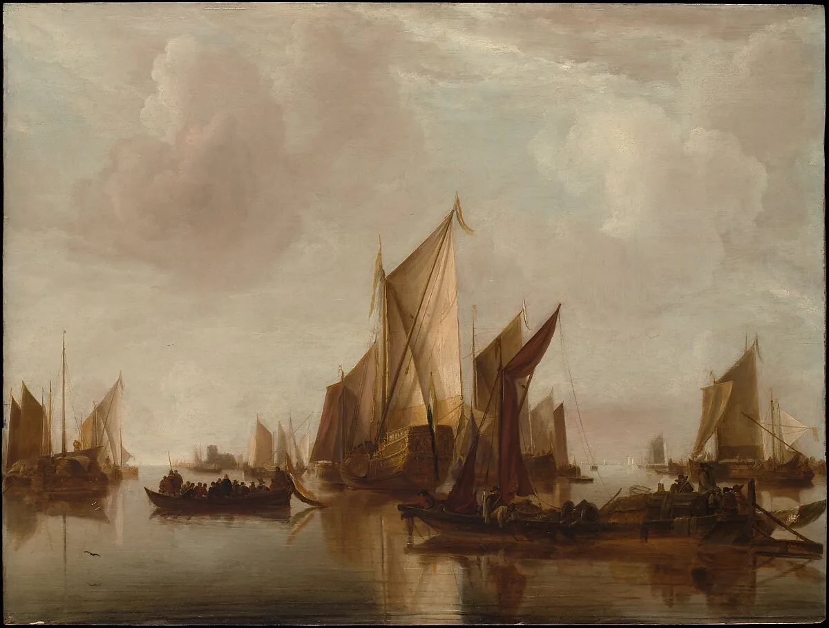 A State Yacht and Other Craft in Calm Water — Jan van de Cappelle