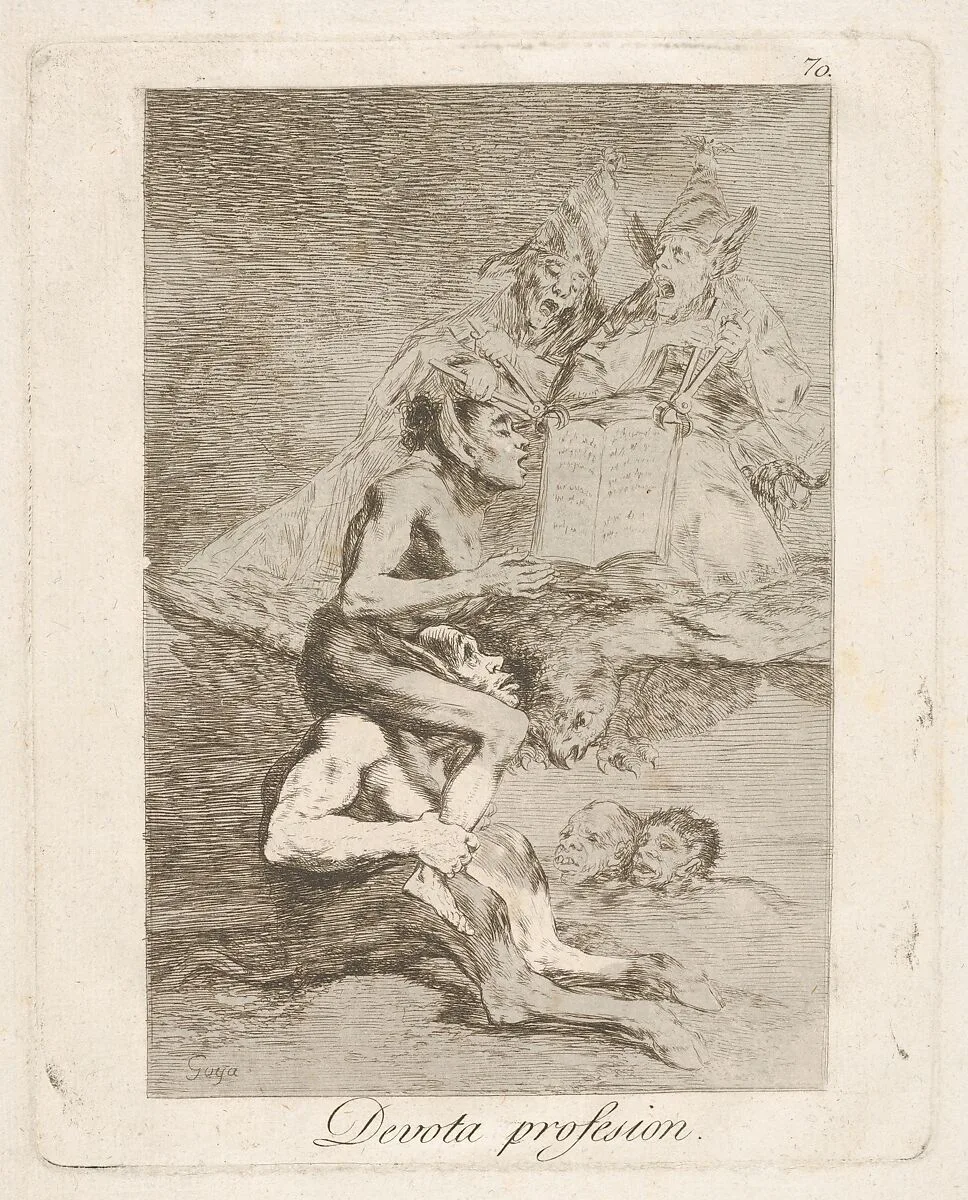 Plate 70 from 'Los Caprichos': Devout Profession (Devota profesion.) — Goya (Francisco de Goya y Lucientes)