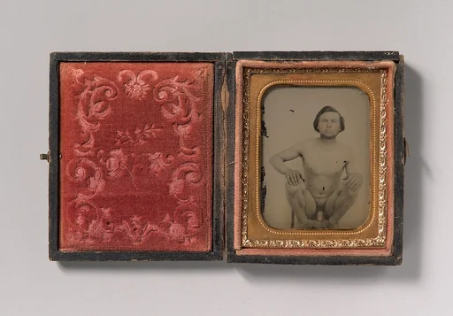 [Nude Man Squatting on Chair]