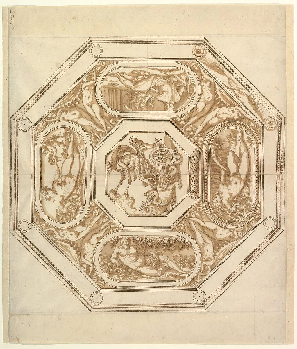 Design for an Octagonal Ceiling (or Dish?) — Francesco Salviati (Francesco de' Rossi)|Ottavio Strada