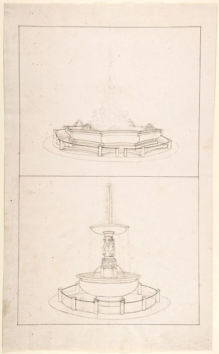 Studies for Two Large Fountains — Anonymous, Italian, 18th to 19th century