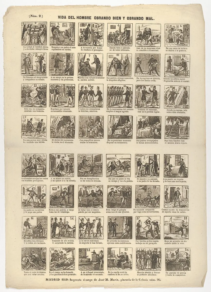 The life of the man who works well and the other badly ('vida del hombre obrando bien y obrando mal') 1859 — José María Marés