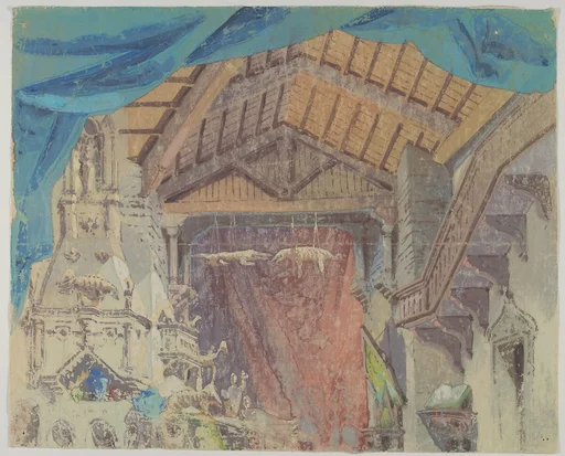 Theatre set with alchemist's workshop