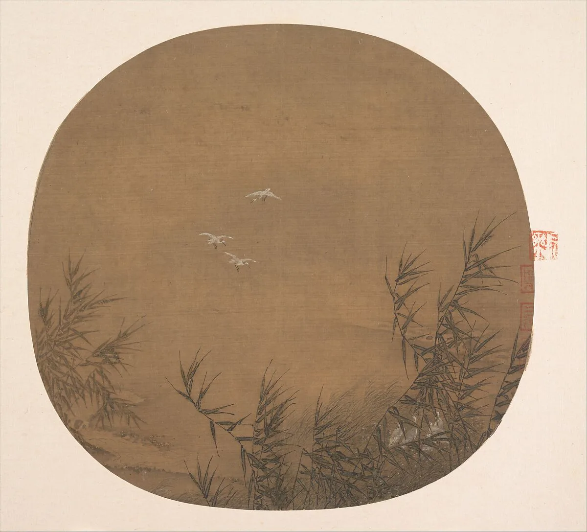 南宋 佚名 蘆鷺圖 團扇|Egrets in Water Reeds — Unidentified artist