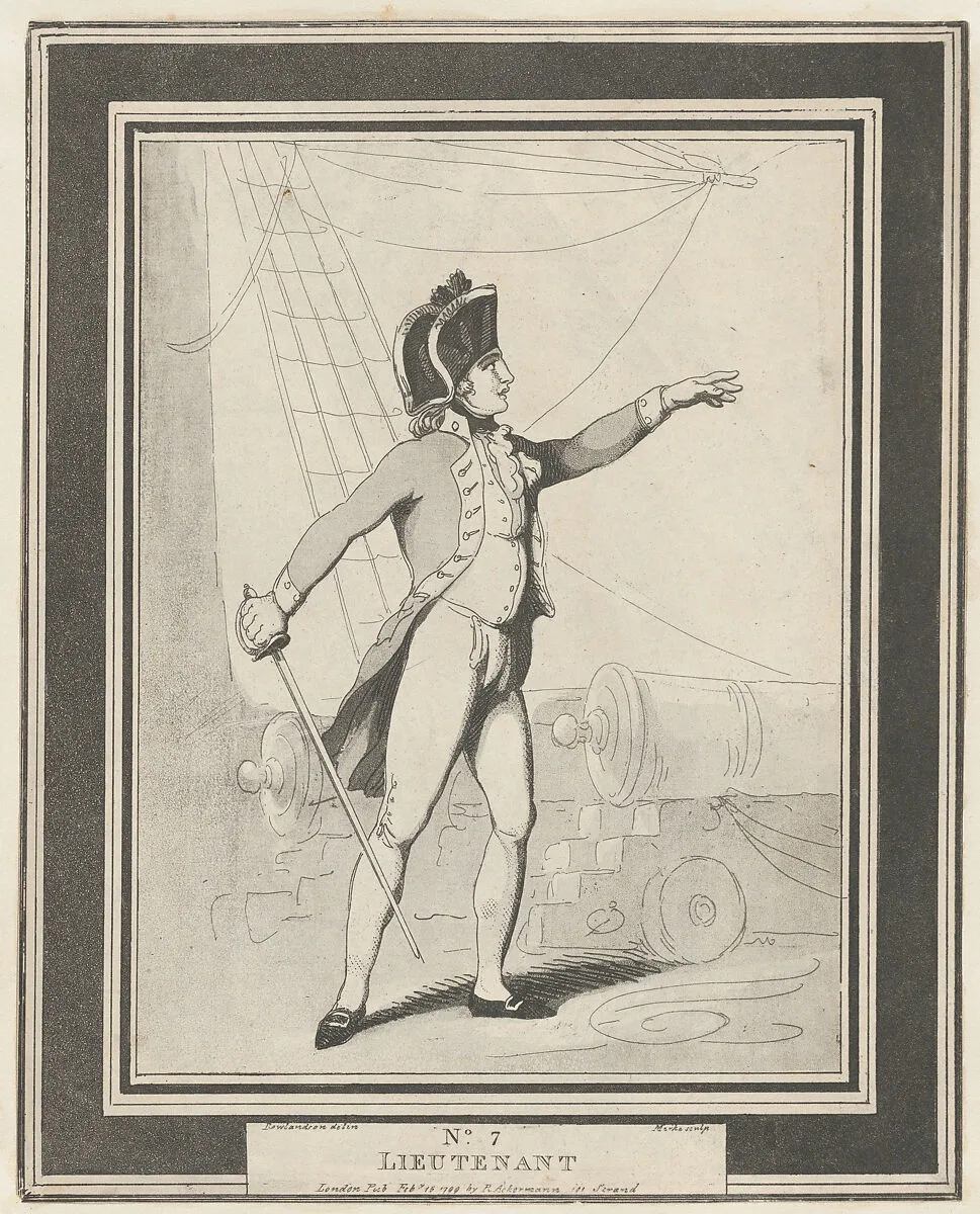 No. 7: Lieutenant — Rudolph Ackermann, London|Henri Merke|Thomas Rowlandson
