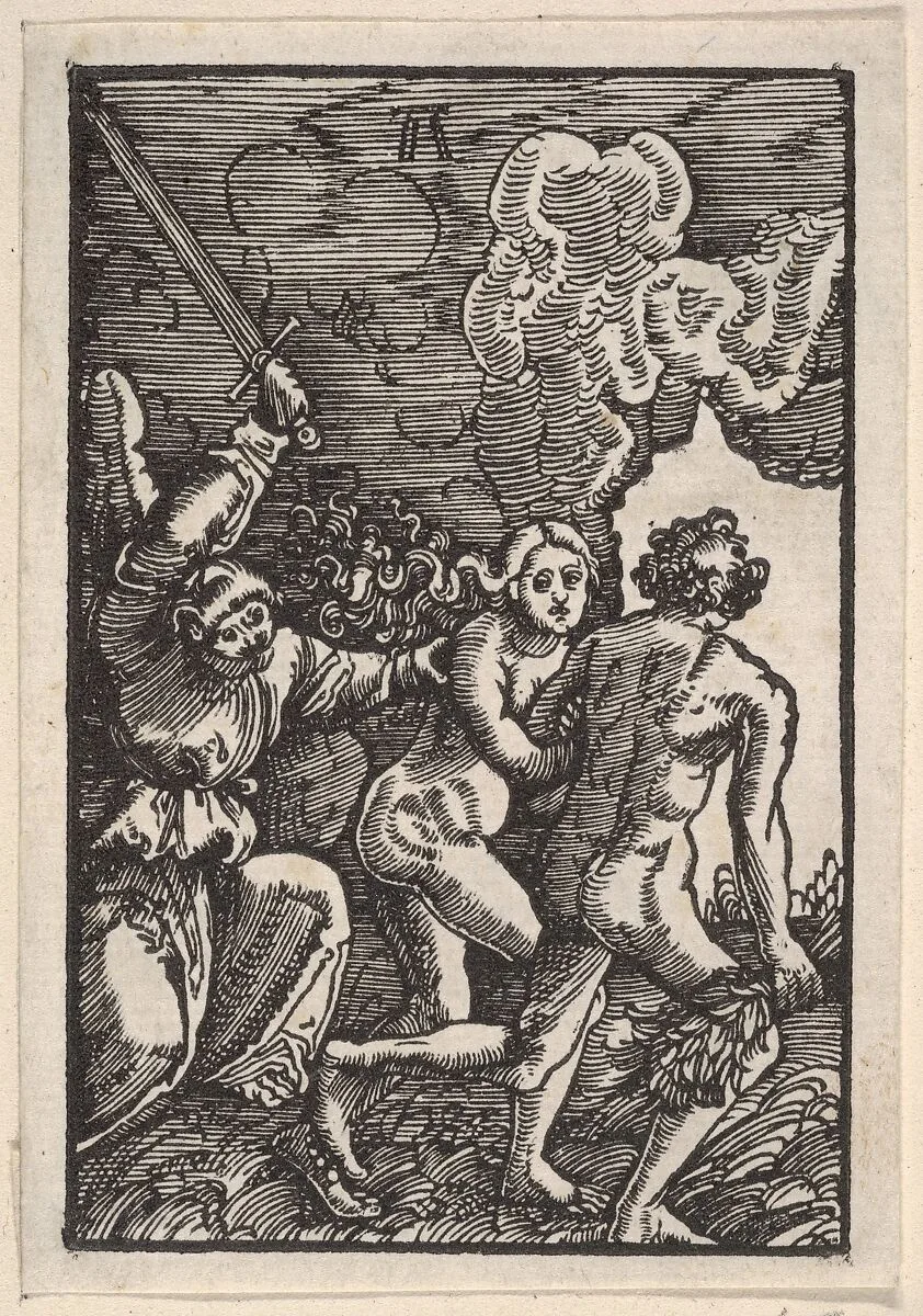 Expulsion from Paradise, from The Fall and Salvation of Mankind Through the Life and Passion of Christ — Albrecht Altdorfer