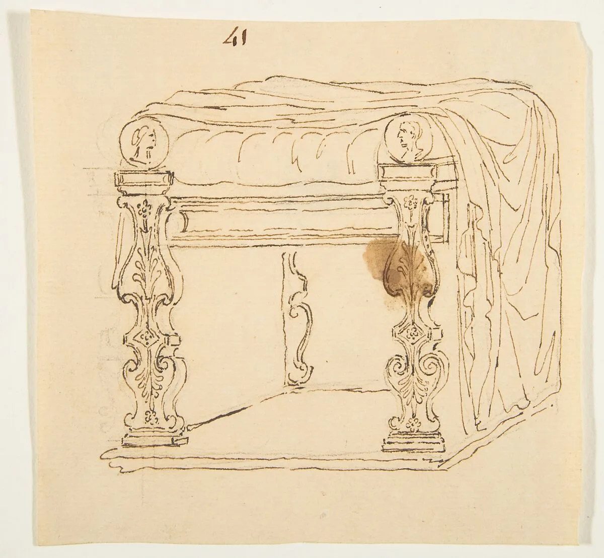 Drawing After an Antique Tabouret — Anonymous, French, 19th century