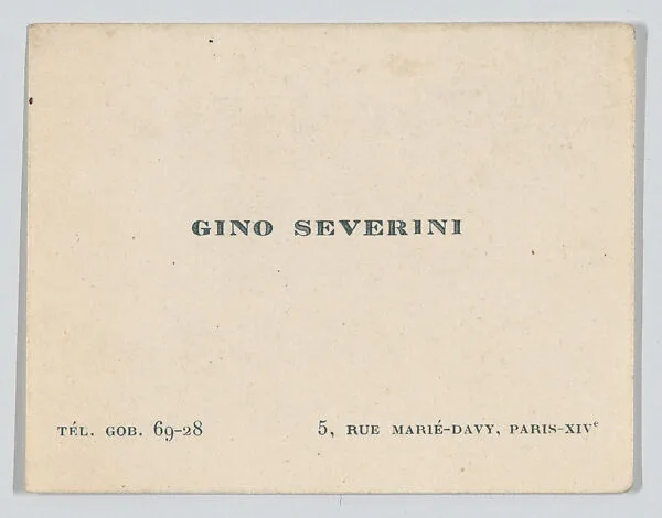 Gino Severini, calling card — Anonymous