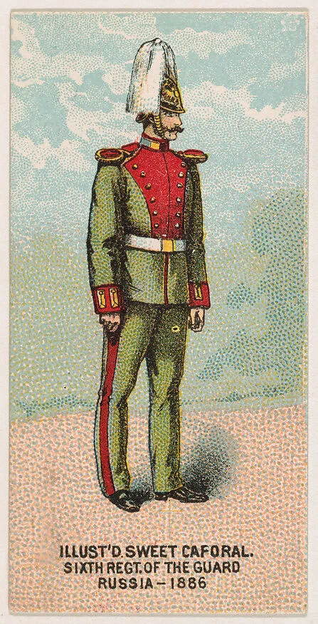 Sixth Regiment of the Guard, Russia, 1886, from the Military Series (N224) issued by Kinney Tobacco Company to promote Sweet Caporal Cigarettes — Kinney Brothers Tobacco Company