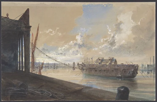 The Cable Passed From the Works into the Hulk (the Old Frigate Iris) Lying in the Thames at Greenwich