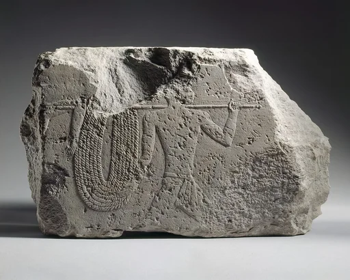 Relief fragment with soldiers running with a rope