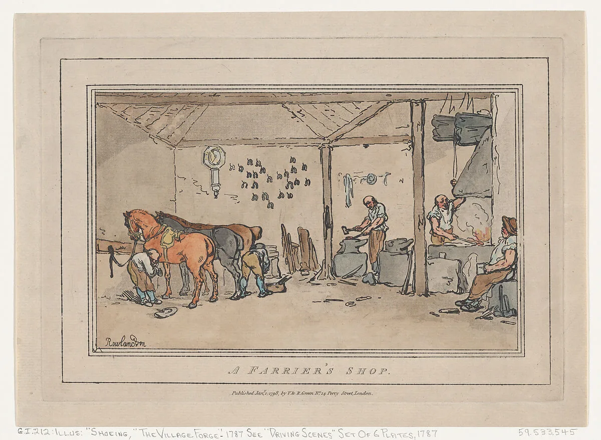 A Farrier's Shop — Valentine Green|Rupert Green|Thomas Rowlandson