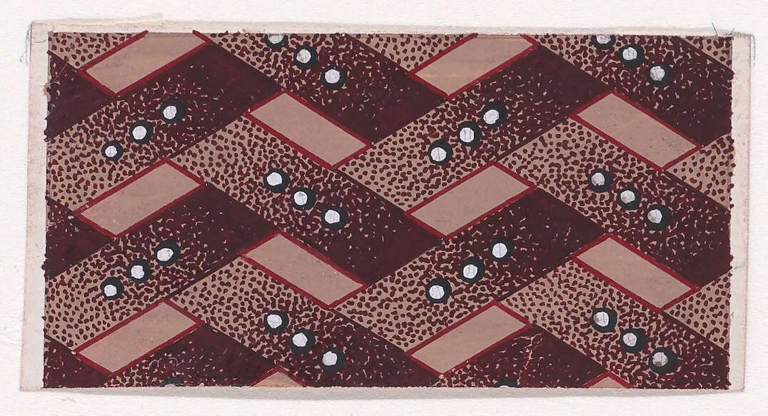 Textile Design with a Basketweave Pattern and Pearls — Anonymous, Alsatian, 19th century