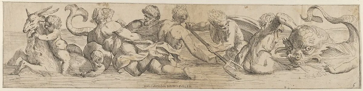 Plate 6: marine gods and other cavorting figures — Giulio Carpioni