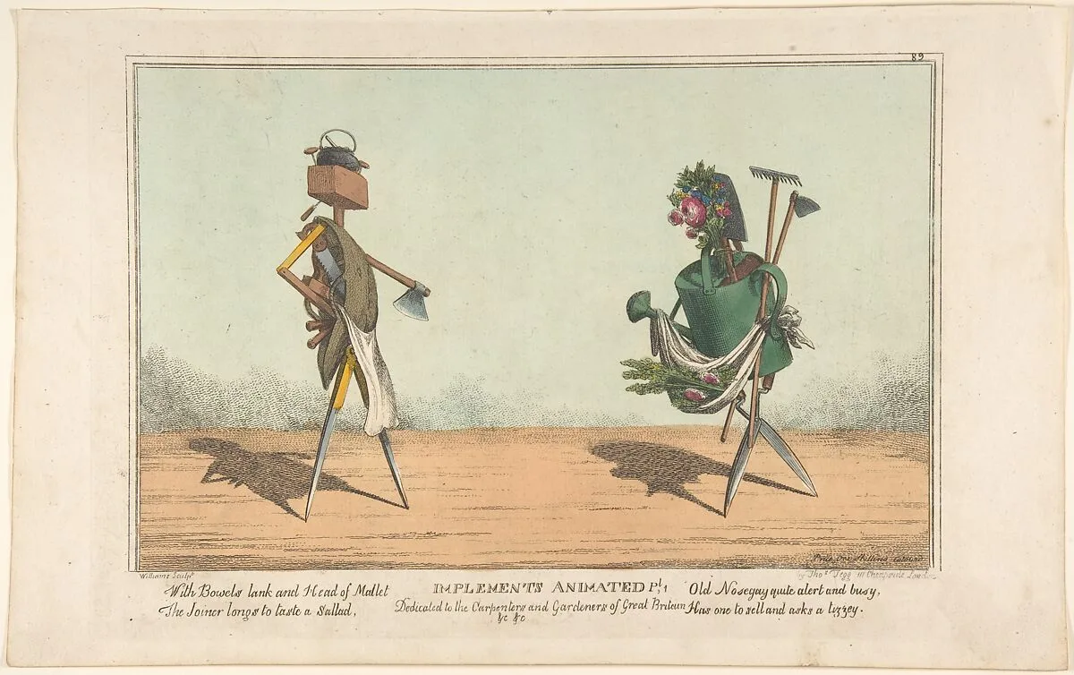 Implements Animated, Pl. 1, Dedicated to the Carpenters and Gardeners of Great Britain — Charles Williams|Thomas Tegg