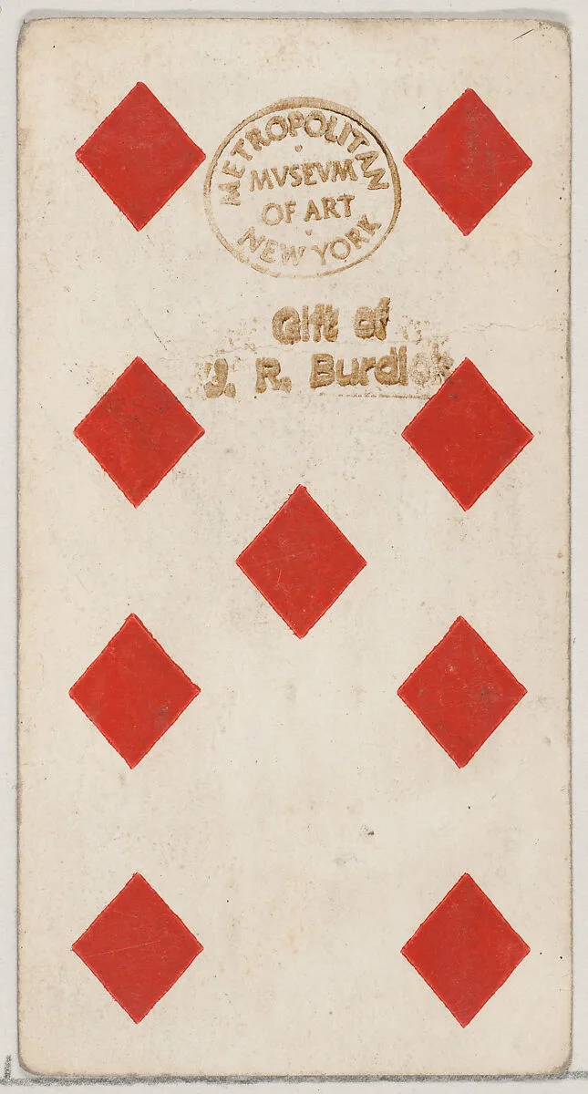 Nine Diamonds, from the Playing Cards series (N84) to promote Turkish Cross-Cut Cigarettes for W. Duke, Sons and Co. — W. Duke, Sons & Co.
