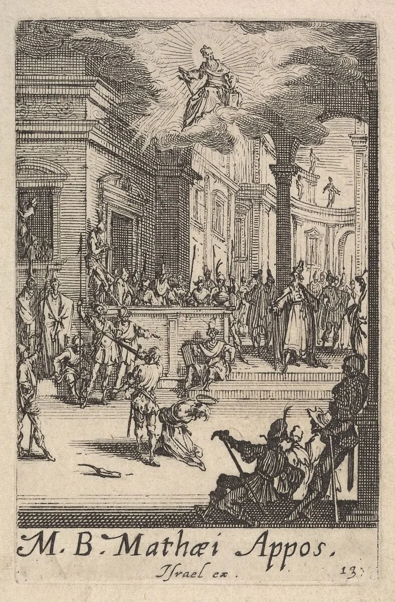 Martyrdom of Saint Matthew, from the series 'The little apostles' (Les petits apôtres) — Jacques Callot|Israël Henriet