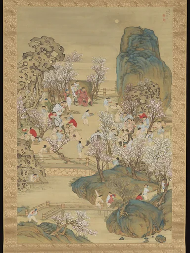 中林竹洞筆 「芳園酔月」図|Fragrant Garden under a Hazy Moon