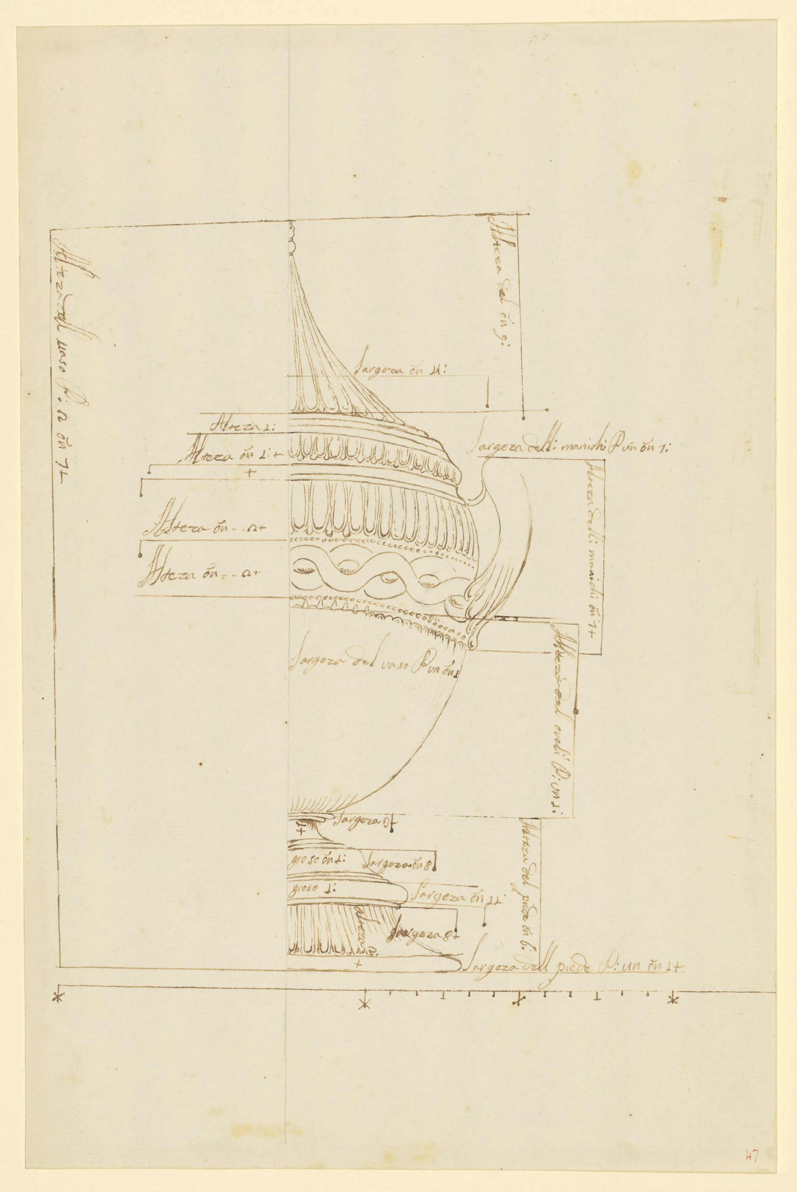 Design for an Urn with a Pointed Lid — Anonymous, French, 18th century