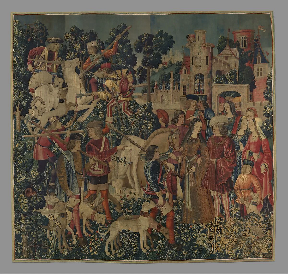 The Hunters Return to the Castle (from the Unicorn Tapestries) — Unknown