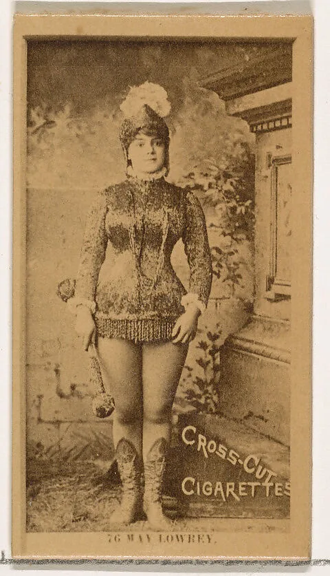 Card Number 76, May Lowrey, from the Actors and Actresses series (N145-2) issued by Duke Sons & Co. to promote Cross Cut Cigarettes — W. Duke, Sons & Co.