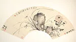 近代 溥伒 蘭菊石圖 扇頁|Orchid, Chrysanthemum, and Rock — Pu Jin|Pu Zuo|Pu Chuan