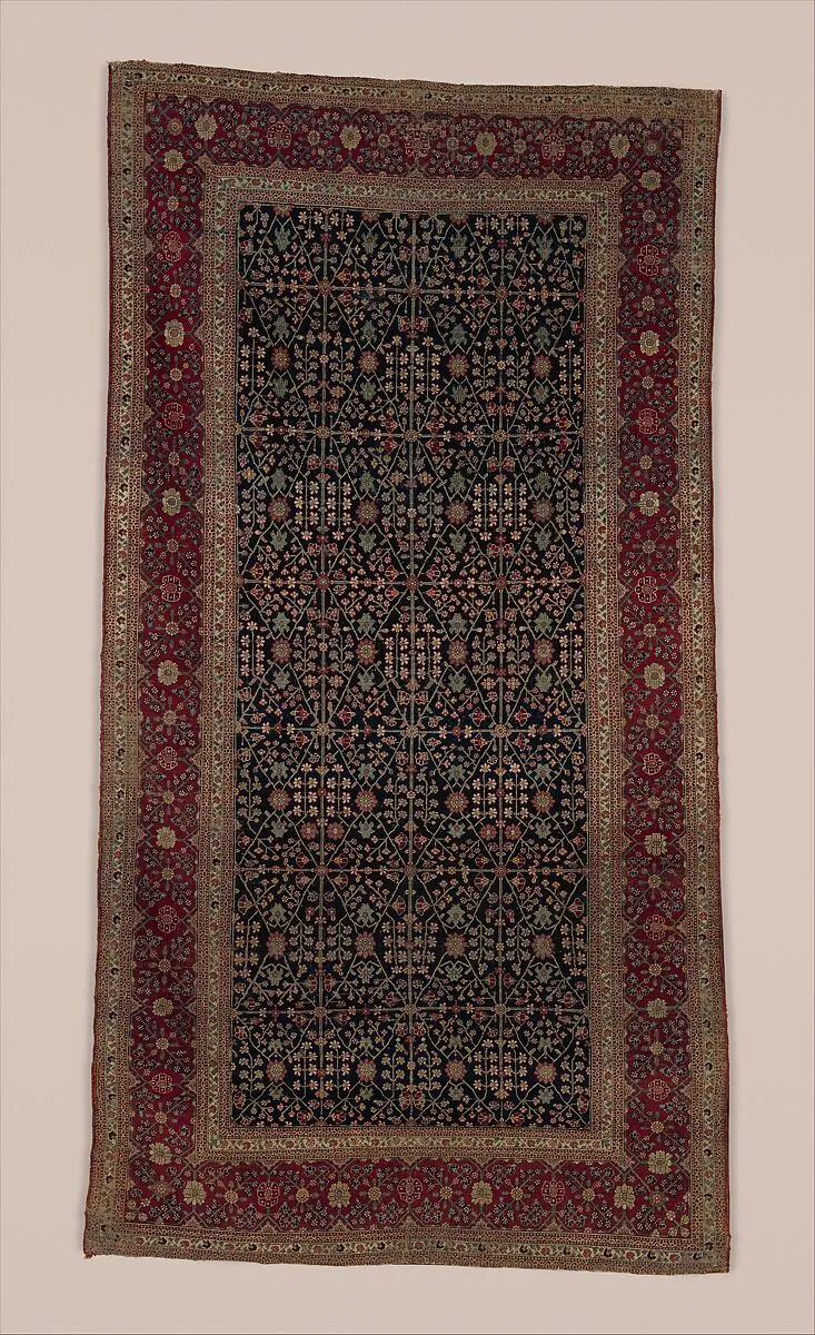 Millefleur Carpet with a Flower-and-Trellis Pattern — Unknown