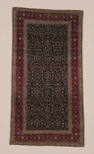 Millefleur Carpet with a Flower-and-Trellis Pattern