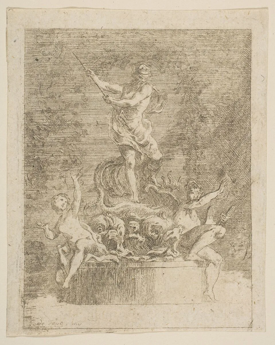 "La Colere de Neptune," fontaine — Gabriel de Saint-Aubin