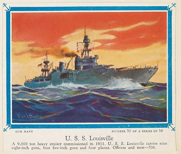 No. 31, U. S. S. Louisville, collector card from the Our Navy series (D62), issued by the Kelley Baking Company — Kelley Baking Company