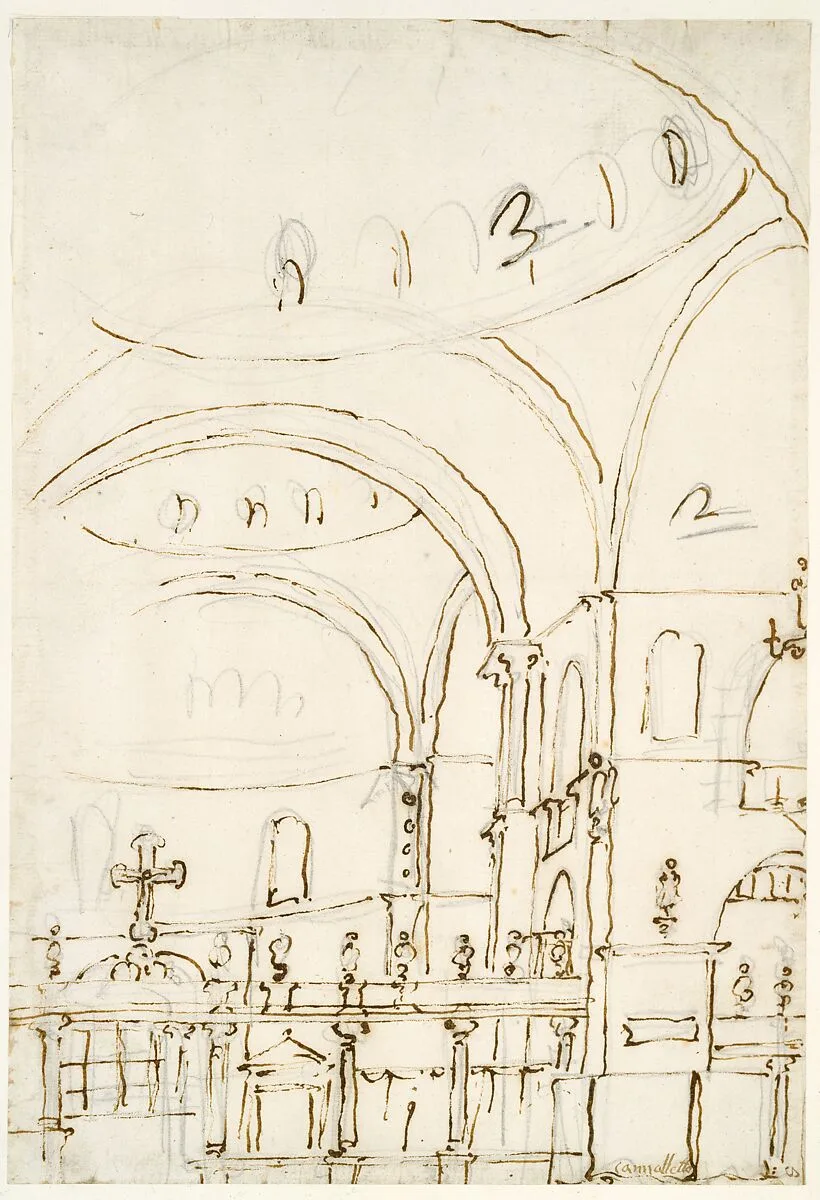 Interior of the Basilica of San Marco, Showing the Crossing and the Choir — Canaletto (Giovanni Antonio Canal)