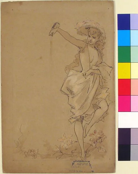 Design for a Menu: Girl Pouring from a Bottle — Jules Chéret