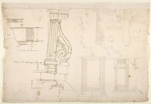 Palazzo Massimo alle Colonne, fireplace, details; Unknown, cornice, profile (recto) Palazzo Massimo alle Colonne, door and window, details (verso)