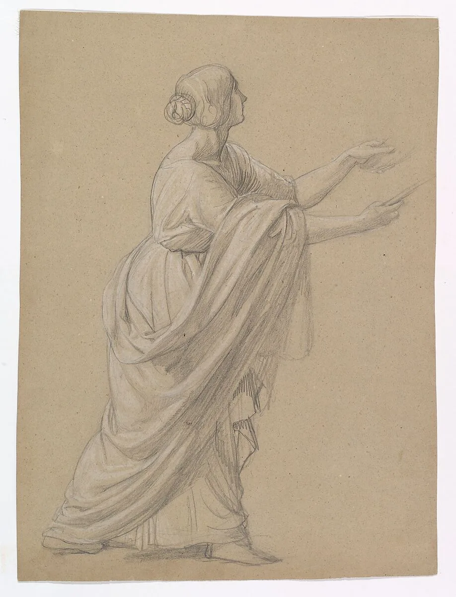 Study of a Woman Walking to the Right — Wilhelm Schadow