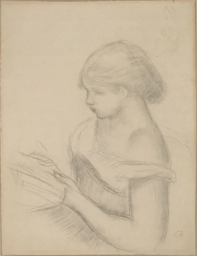 A Girl Reading (with a Sketch of Seated Woman)
