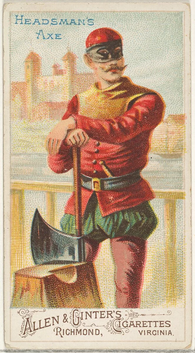 Headsman's Axe, from the Arms of All Nations series (N3) for Allen & Ginter Cigarettes Brands — Allen & Ginter