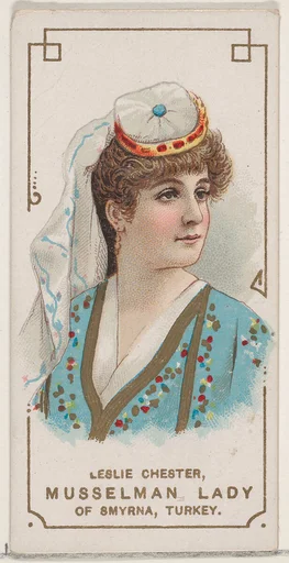 Leslie Chester Dressed as Musselman Lady of Smyrna, Turkey, from the set Actors and Actresses, Second Series (N71) for Duke brand cigarettes