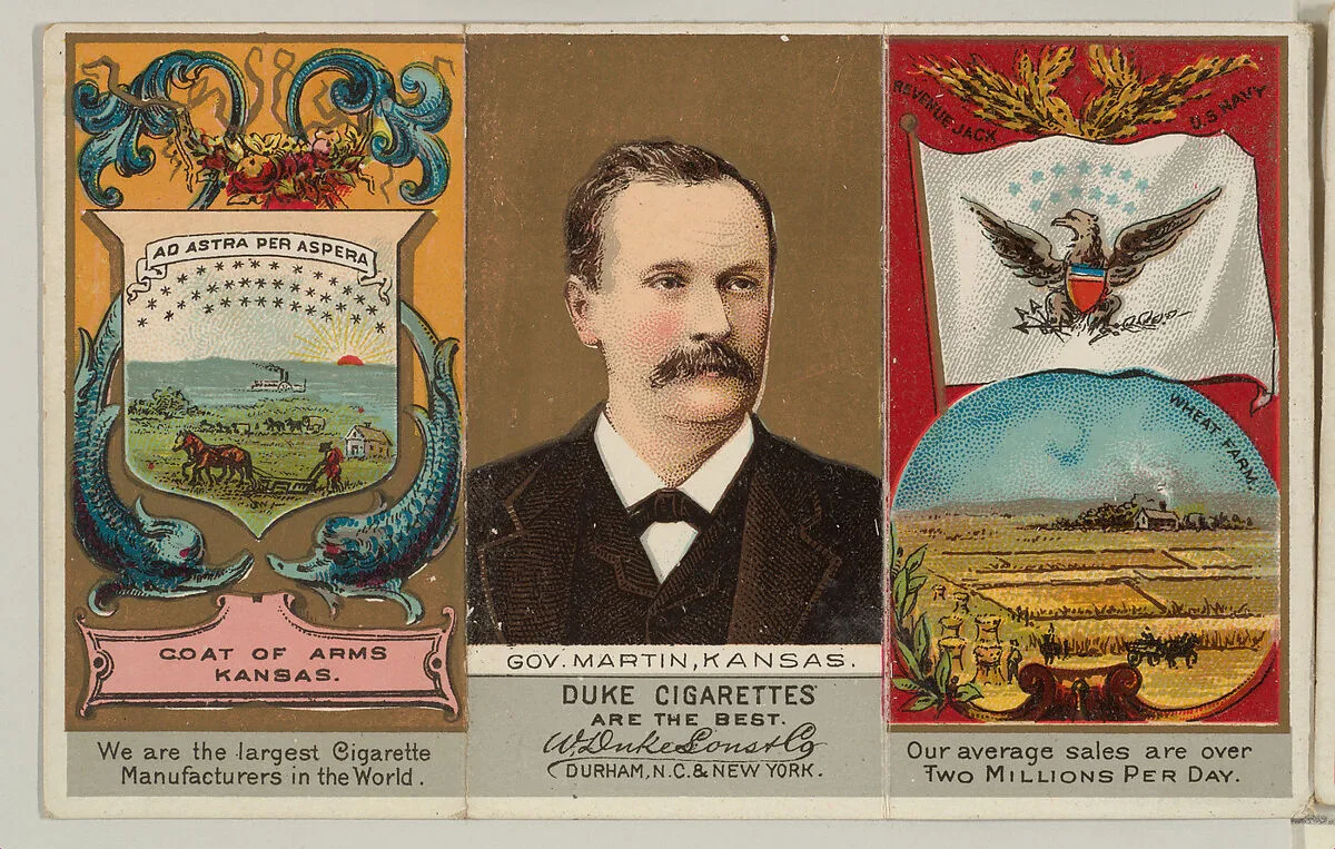 Governor Martin, Kansas, from "Governors, Arms, Etc." series (N133-2), issued by Duke Sons & Co. — W. Duke, Sons & Co.