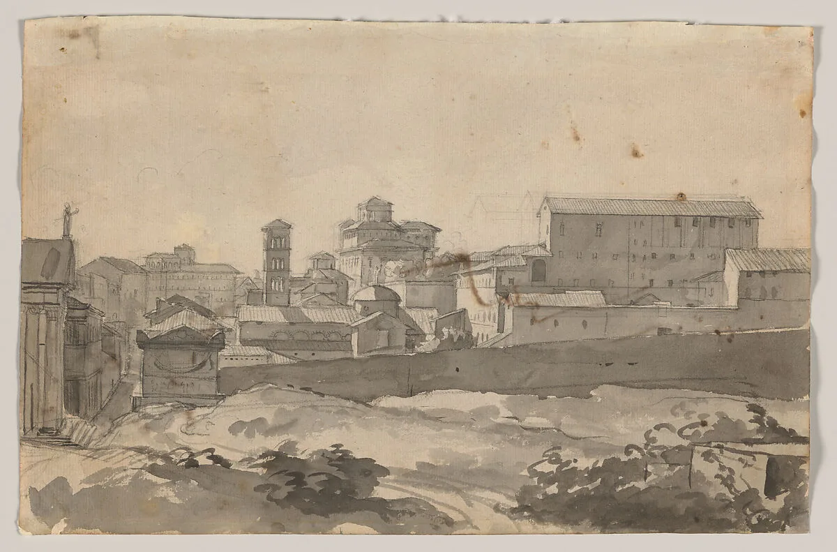 View of Rome (recto); A Woman's Head In Profile (verso) — baron François Gérard