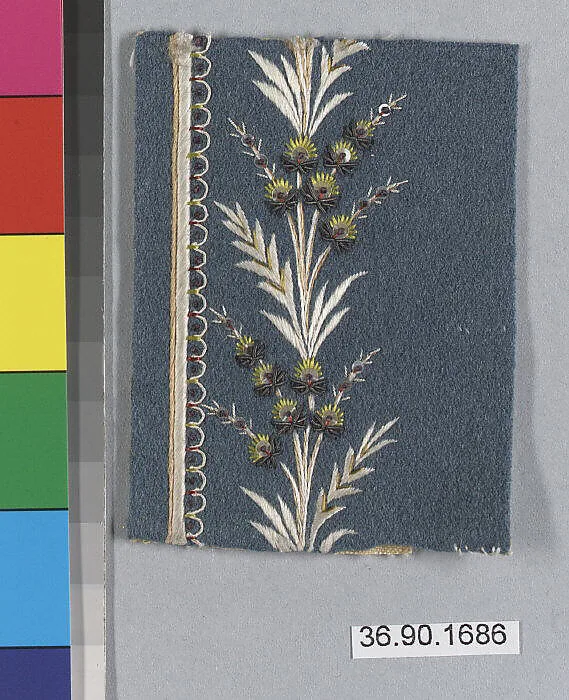 Embroidery sample for a man’s suit — Unknown