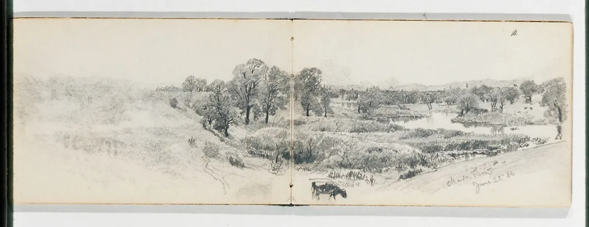 Panorama of the Charles River June 22 '86 (from Sketchbook VII) — William Trost Richards